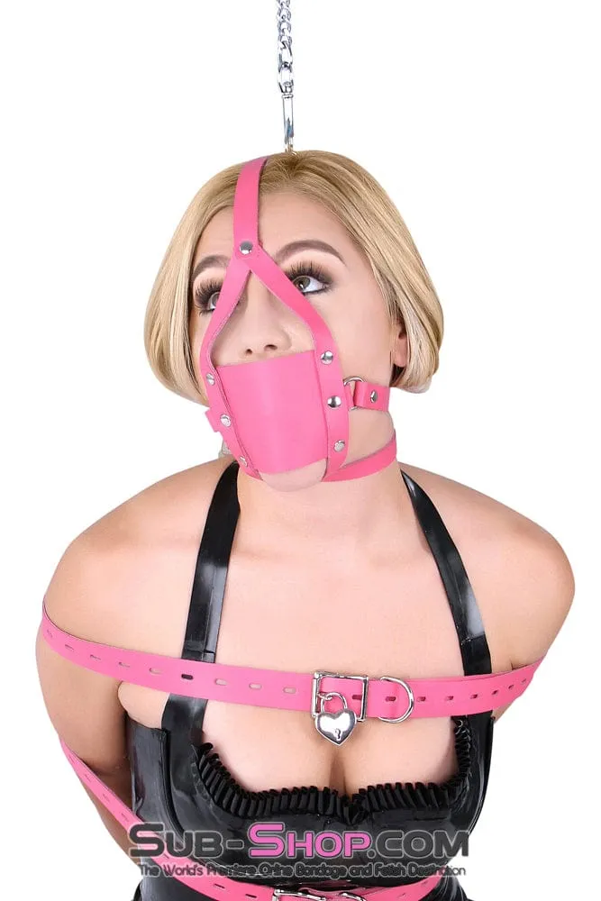 3426A-SIS      Forced Fantasy Sissy Bitch Sissy Boi Bondage Slave Babe Hot Pink Silencer Panel Style Ballgag Trainer