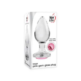 Adam & Eve Pink Gem Glass Plug - Large