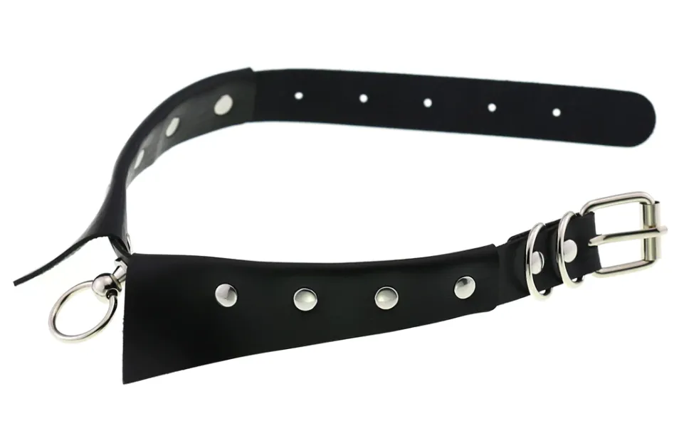 Black Vegan Leather Shirt Collar W/ O Ring and Stud Details